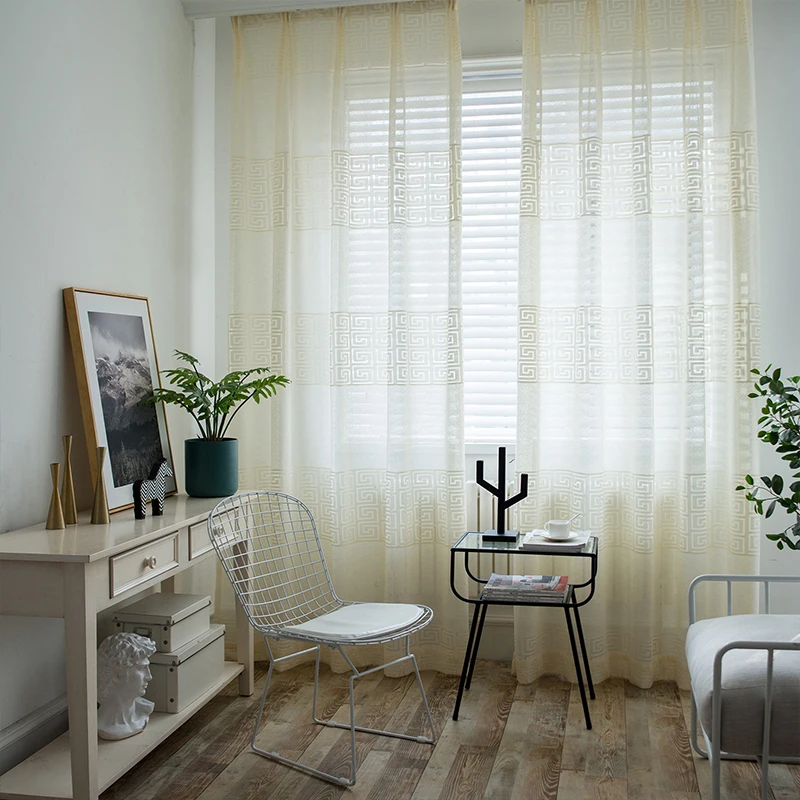 YCENTRE Decorative Semi Jacquard Winding Style Lace Sheer Curtain Tulle Voile Panel Window Curtain for LivingRoom Bedroom Door 5
