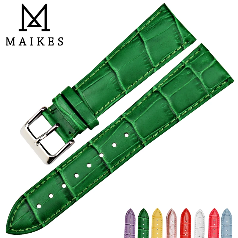 Ремешок для часов MAIKES из натуральной кожи цветной браслет с пряжкой язычком