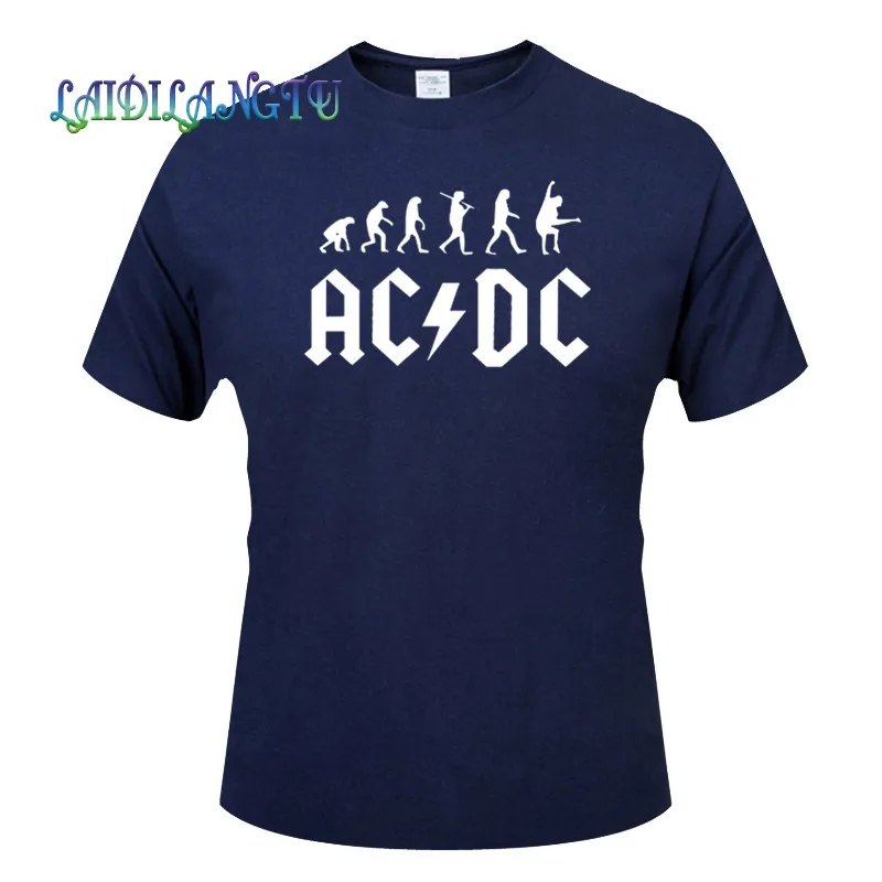Новинка 2018New Camisetas AC/DC band rock Футболка мужская acdc футболки с рисунками Повседневная футболка с круглым вырезом в стиле хип-хоп короткий рукав хлопковый топ - Цвет: Navy