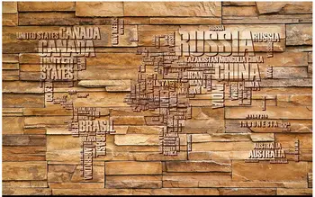 

Customized 3d photo wallpaper 3d wall murals wallpaper world map brick wall TV setting wall paintings 3d living room wallpaper