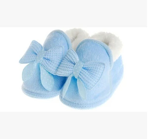 Для новорожденных Обувь для девочек обувь с бантами мягкие Обувь для младенцев для малышей теплый флис Обувь для малышей детская обувь для