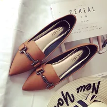 Корейский известный бренд; тонкие туфли с острым носком; женские мокасины; коллекция года; туфли на плоской подошве с металлическим украшением; женская обувь с толстой мягкой подошвой; большой размер 41