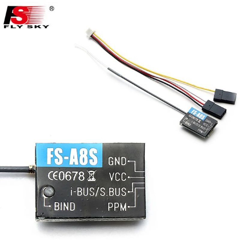 

Flysky FS-A8S 2.4G 8CH Mini Receiver with PPM i-BUS SBUS For RC Qaudcopter FPV Racing Drone Compatible FS i6 FS i6S