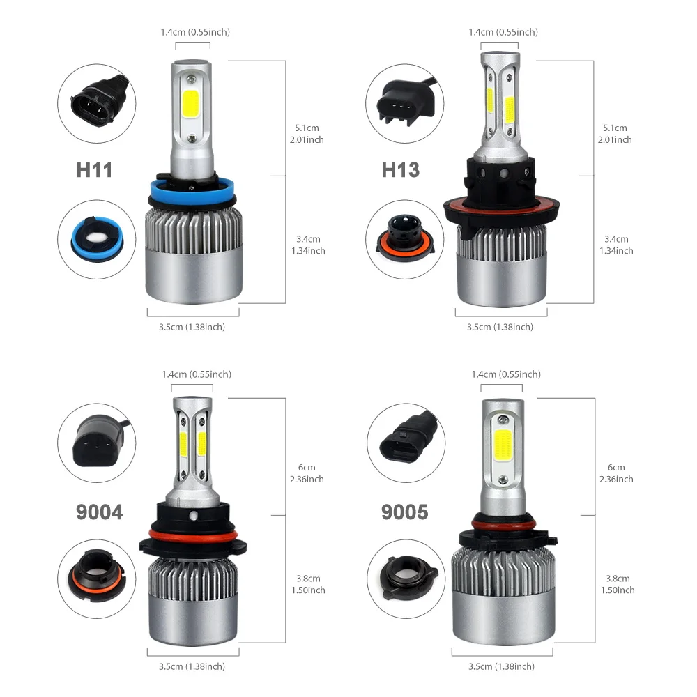 Flintzen 2 Шт Автомобильные передние фары LED наборы колб H7 светодиодный H4 HB3 H11 H1 9005 светодиодный фар автомобиля H3 6000 K 72 W фары для автомобилей фары лампы