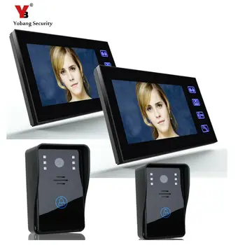 

Yobang Security Camera Door bell phone Video intercom 7" Video Door Phone Video Intercom 2 Camera 2 Monitor Doorbell phone
