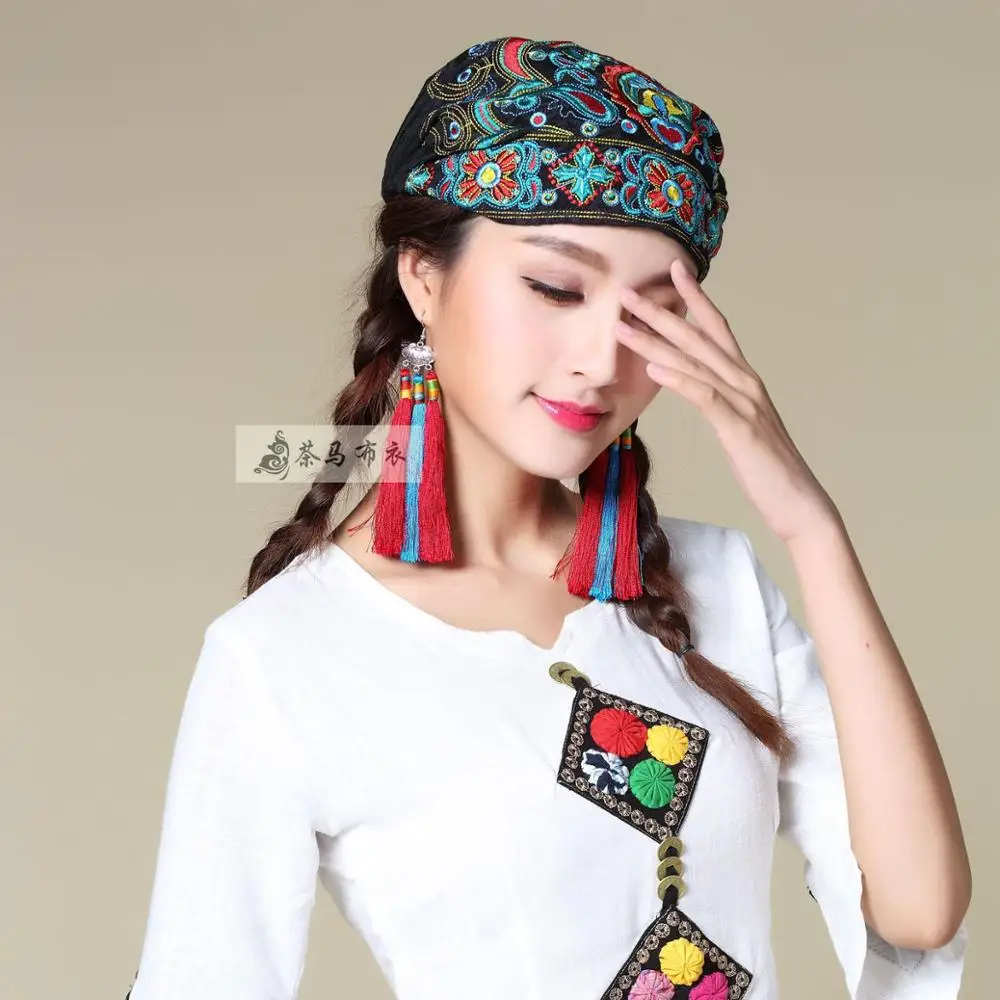 Cheshanf, винтажные этнические шапочки Skullies, для женщин, Осень-зима, Мехико, стиль, дизайн, шапка с вышивкой, шапочки