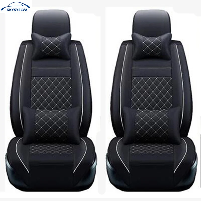 

KKYSYELVA Pu Leather Car Seat Cushion Cover Auto driver Front Seat Cover Interior Accessories Car Styling