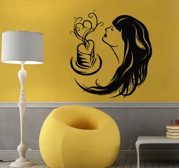 

Wall Decals Vinyl Decal Sticker Art Mural Love Decor Girl Smelling Coffee