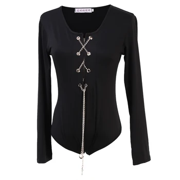 

Womens Bodysuits Long Sleeve Bodysuit Leotard Bodycon Bandage Jumpsuit Romper Tops Sexy Women Clothes