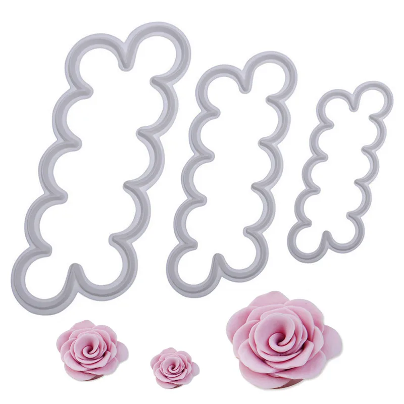 

3 Size Optional Rose Flower Petal Biscuit Cake Cookie Fondant Cutting Form Stencil Hollow Cutter Mould Mold Baking Decor Tools