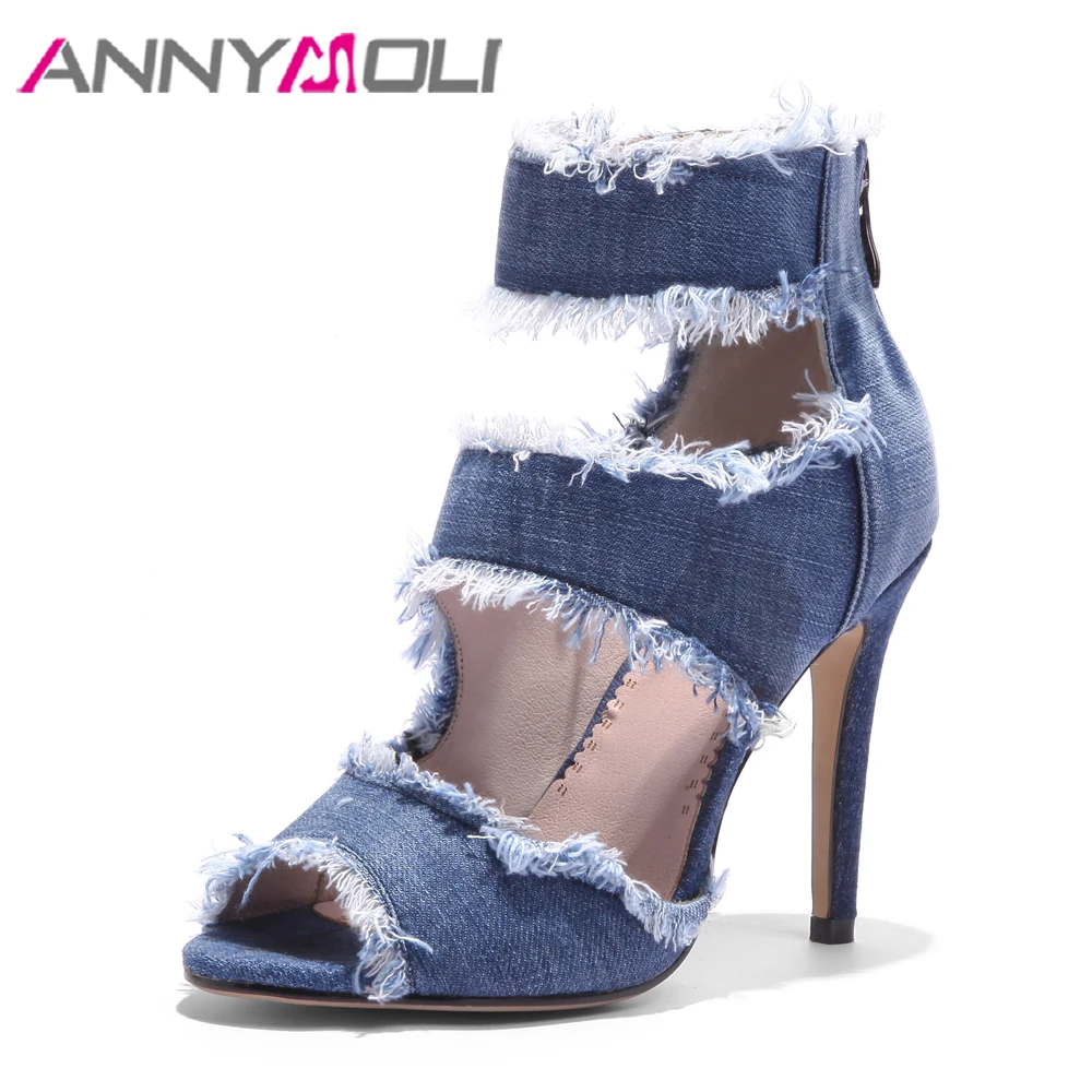 denim shoes heels