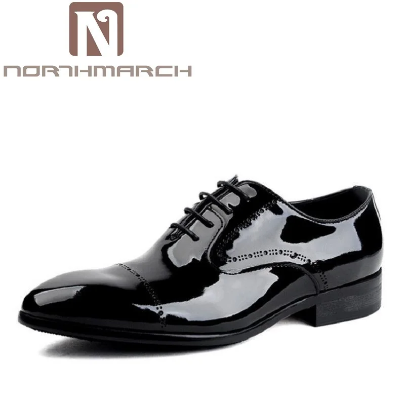 Negócios Dedo Cuir Vestem Homens Dos Pé Pontas Couro Preto Chaussures Northmarch Oxford Patente Sapatos Formal Hommes Do Se De Verdadeiros ttxTnwC4vq
