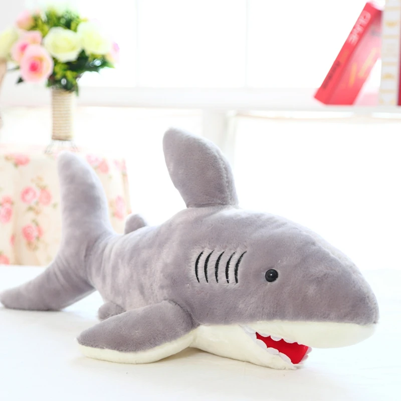 1pcs 70cm 80cm Dolls Soft Plush Stuffed Marine Animal Gray Shark Plush