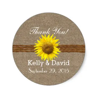 

3.8cm Country Sunflower Burlap Wedding Favor Stickers