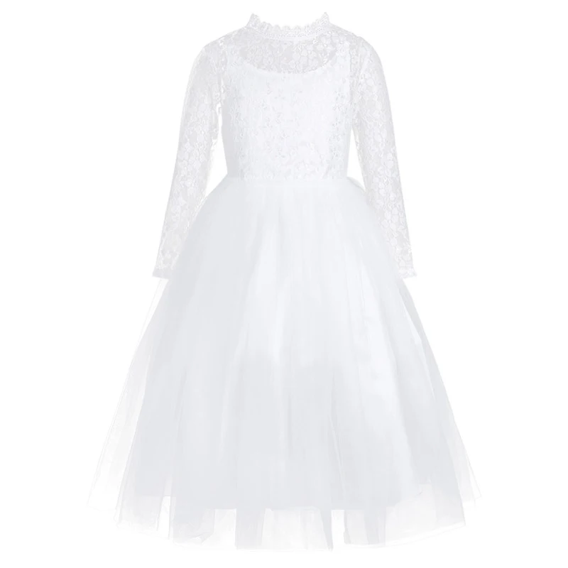 Кружевное платье с цветочным рисунком для маленьких девочек Сетчатое длинными
