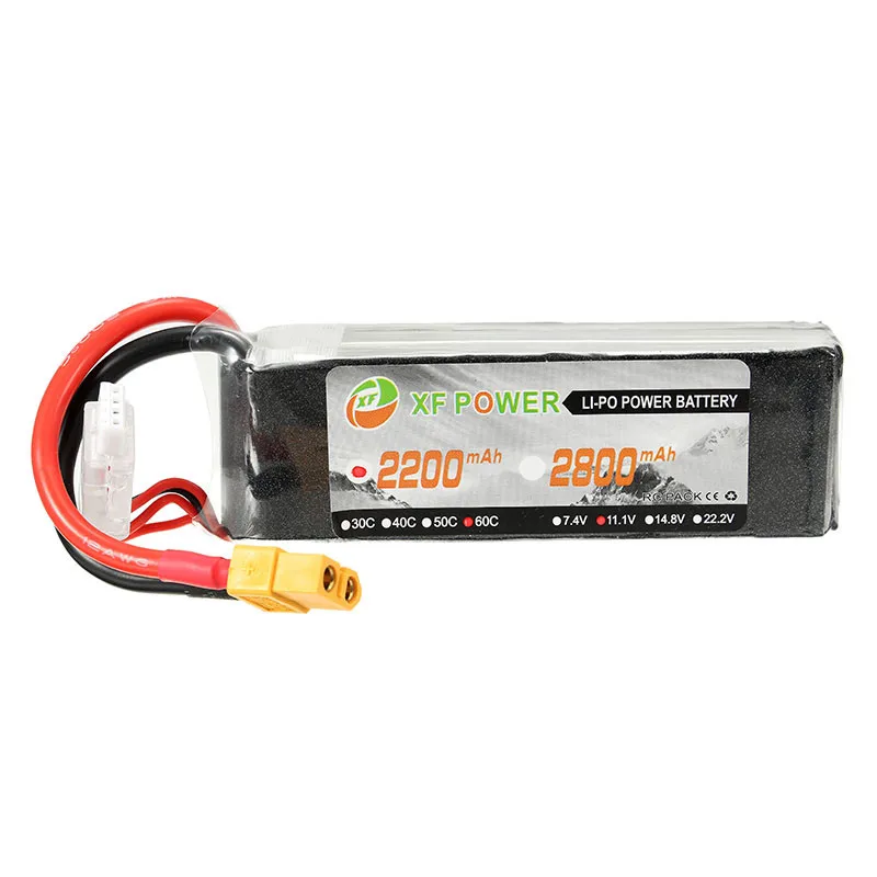 

2017 Newest XF Power 11.1V 2200mAh 60C 3S Lipo Battery XT60 Plug Connector For RC Camera Drone Helicopter Quadcopter Parts Accs