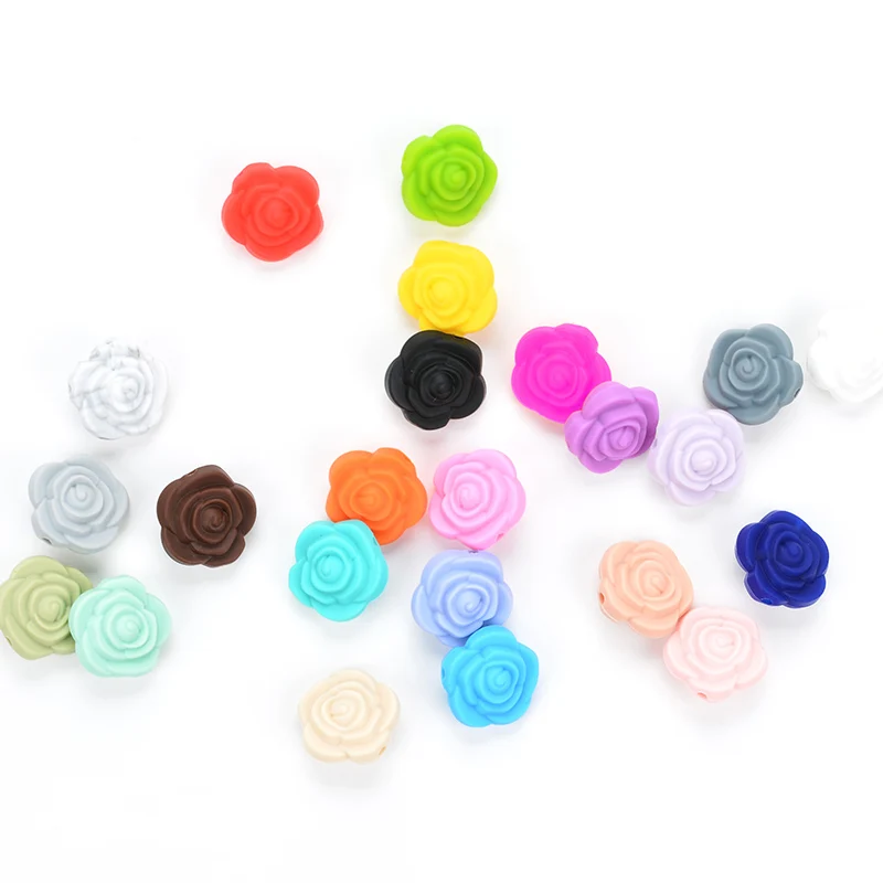 Murah Wholesale 10 Pcs lot Manik Silikon Bunga Bayi Teethers Bpa Gratis Rose Gigi Bayi Mainan Aksesoris untuk Dot Rantai Bpa Gratis