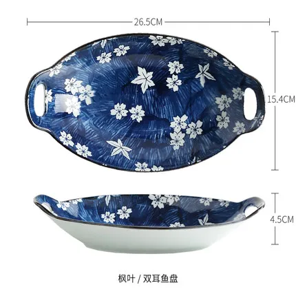 10 дюймов творческий комплект из двух Ушастый в форме лодки рыба пластина традиционные японские Стиль Керамика с суповую тарелку, производство Китай, большой противень для выпечки - Цвет: 04 Style