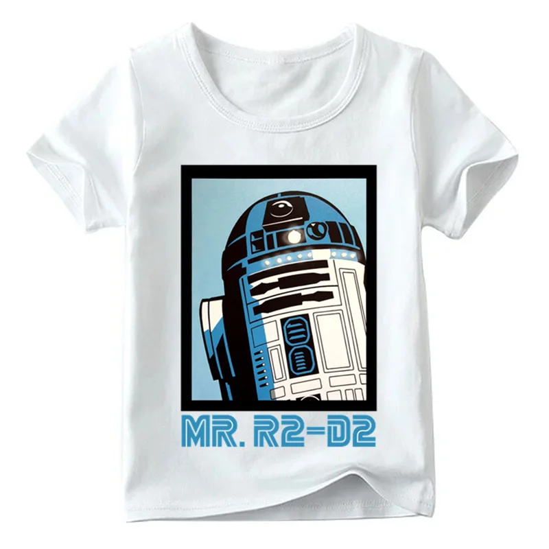 Для маленьких мальчиков/девочек Звездные войны Робот R2-D2 с BB-8 забавная футболка летние детские топы с короткими рукавами детская повседневная одежда, ooo5193 - Цвет: ooo5193F