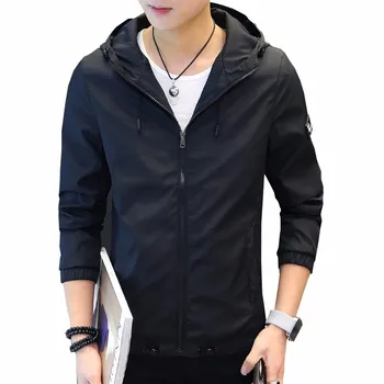 

2018 Spring Autumn Fashion Jacket Men Windbreaker Men's Hooded Casual Jackets Thin Men Coat Outwear