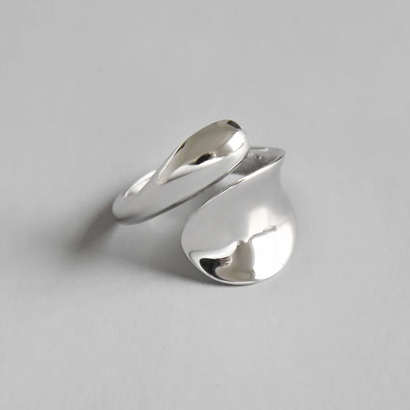 SHANICE, уникальный дизайн, Настоящее 925 пробы, Серебряное Открытое кольцо для женщин и девочек, INS, простое, геометрическое, гладкое, для лица, в форме капли, подарки