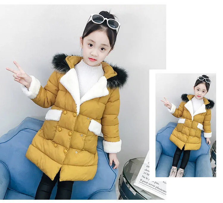 Children Cotton Jackets For Teenage Girls 2018 Winter Thick Warm Long Coats Kids Fur Hooded Outerwear Padded Clothes 5-16 Years  (19)