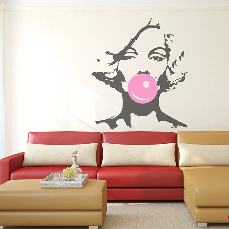 Marilyn Monroe Bubble Gum Schonheit Haar Salon Wand Aufkleber
