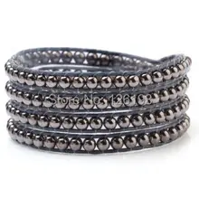 Иконка 4 мм черновато сплав бусины и вручную- узлом воск шнур накидка браслет