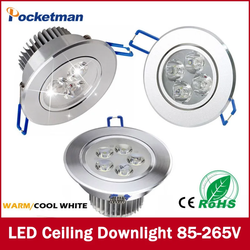 1Pcs 9W 12W 15W AC85V-265V 110V / 220V LED Ceiling Downlight Recessed LED Wall lamp Spot light With LED Driver For Home Lighting