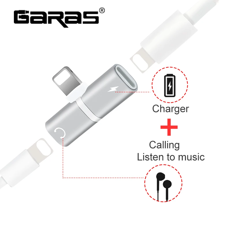 GARAS Adapter For Headphone charging/data transmit/Audio 3in1 Headphone Adapter For iphone 7 8 x xr xs max Earphone Adapter