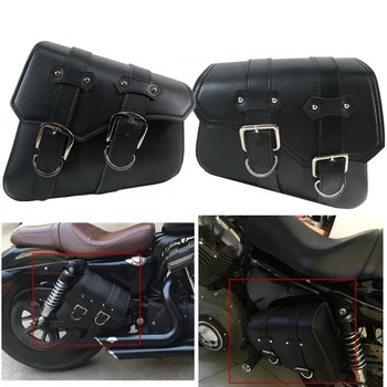 

2x Universal Motorcycle Saddlebags PU Leather saddle Motorcycle bag For Harley Sportster XL 883 XL1200 Iron XL883N Dyna Tool Bag