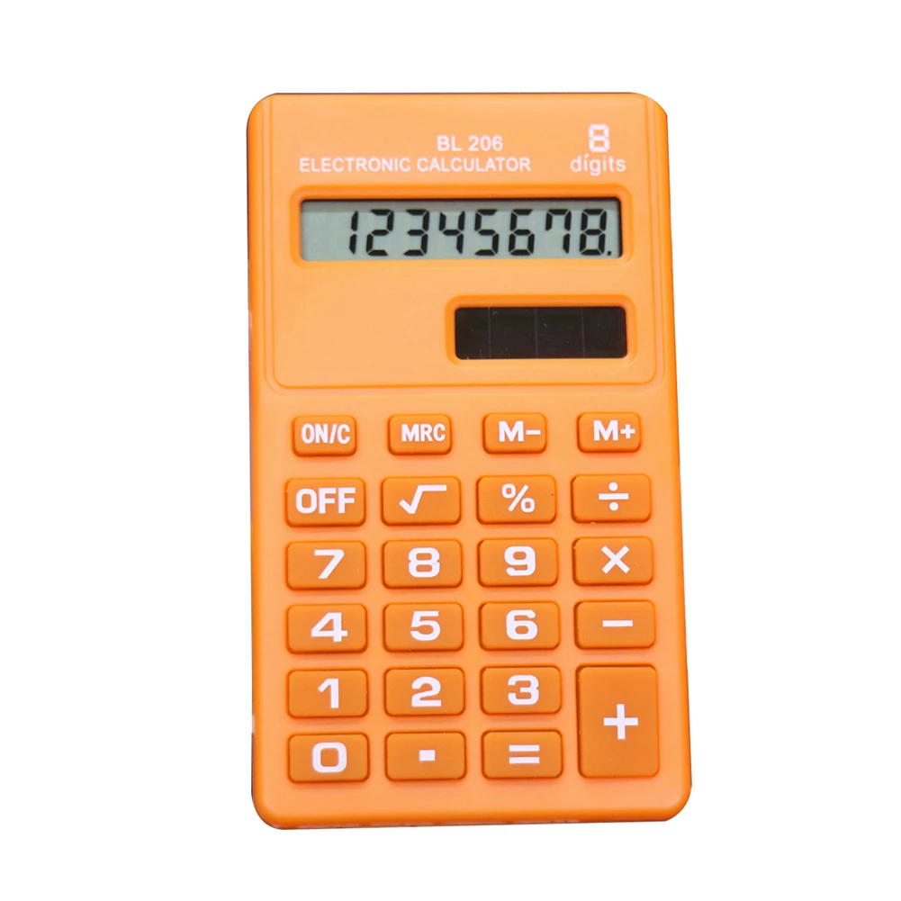 Карамельный цвет 8 цифр Ручной карманный мини электронный калькулятор студенческие офисные принадлежности Монетный калькулятор на батареях - Цвет: Оранжевый