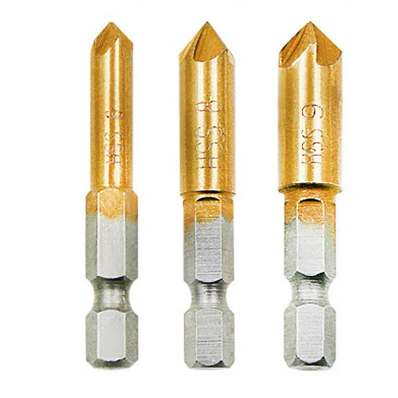 3 pcs Flute Countersink Drill Bit Set Counter 6-19mm Sink Chamfer Cutter Power tool accessories #2h15 (8)