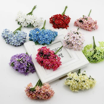 

60 pcs cherry Silk Cheap Artificial Flowers Bride Bouquet Wedding Scrapbooking Gift box Decoration DIY Wreath Craft Fake Flower
