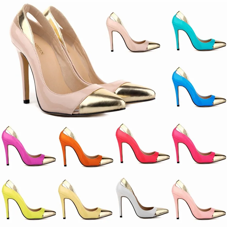Размер 35-42, модные женские туфли-лодочки смешанных цветов из лакированной кожи г. Новые пикантные вечерние туфли с острым носком женская обувь на высоком каблуке