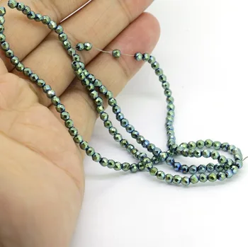 

3.5mm DIY Jewel Finding Beads,Hematite Faceted Round Blue Color Loose Beads