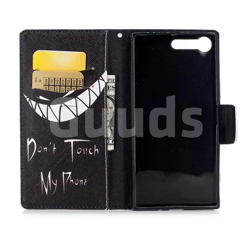 Crooked Grin Leather Wallet Case for Sony Xperia X1
