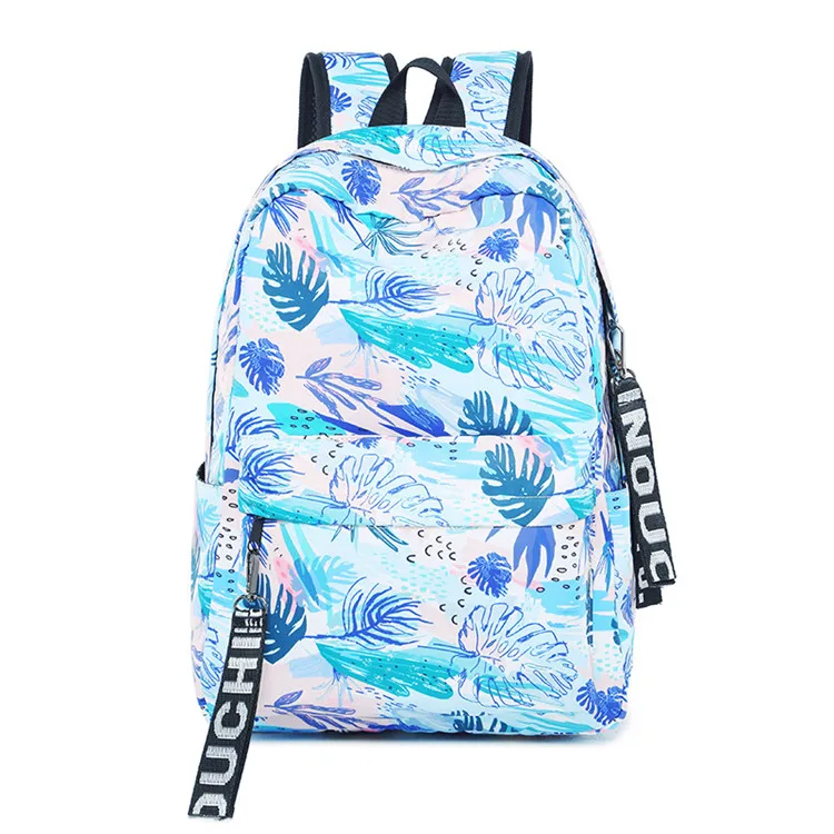 Простой винтажный тканевый женский рюкзак в китайском стиле с цветочным принтом, нейлоновая сумка для ноутбука, школьные сумки для девочек - Цвет: Blue with ribbon