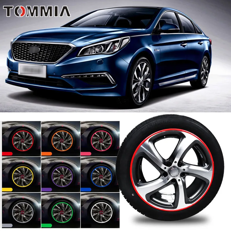 

8M Car Wheel Hub Rim Edge Protector Ring Tire Strip Guard Rubber Decals For Hyundai sonata