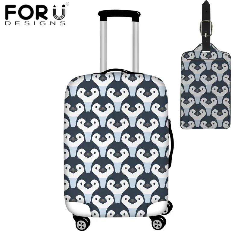 

FORUDESIGNS Travel on Road Luggage Cover Puzzle Style Penguin Elastic Suitcase Protective Covers Funny Baggage Cover Luggage Tag