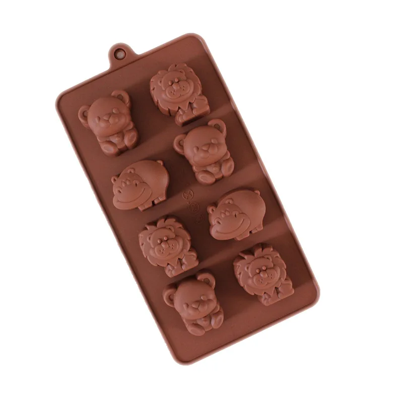 biscuit candy DIY tools Silicone mold 8 animals chocolates mold lion hippo bear cookies molds