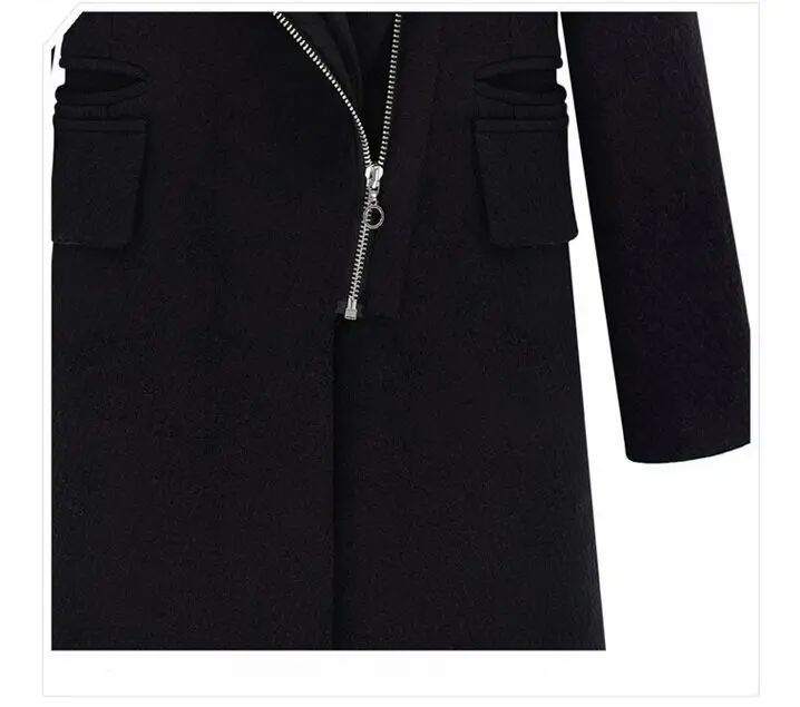 Зимнее пальто женское зимнее платье воротник из искусственного меха длинное Брендовое шерстяное пальто женское пальто Блейк Черное длинное WT02