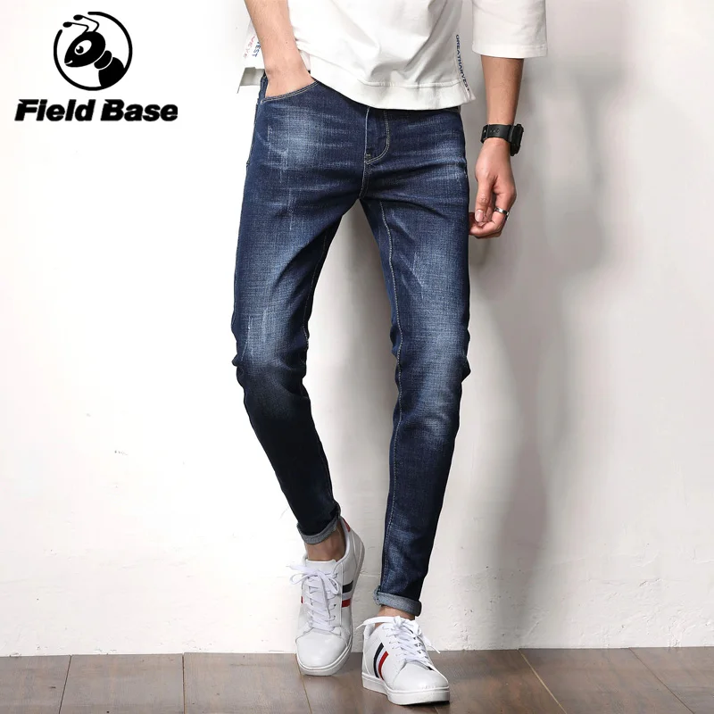 Field Base Slim Fit Skinny Denim For Big Guys Jeans Men Stretch Waist
