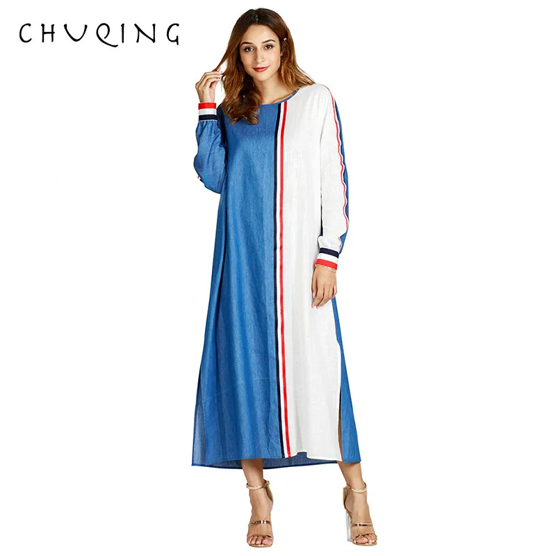 

CHUQING 2019 Fashion Quality Women's Dress Autumn and Winter New Middle East Style