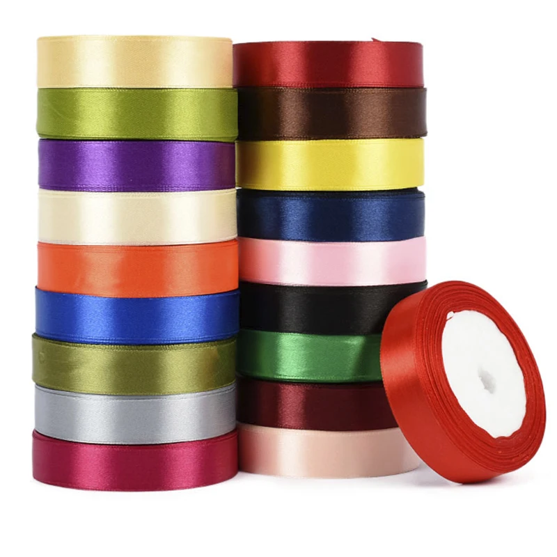 25mm Silk Satin Ribbons Christmas Party Birthday Gift Wrapping Wedding Decoration White Ribbons