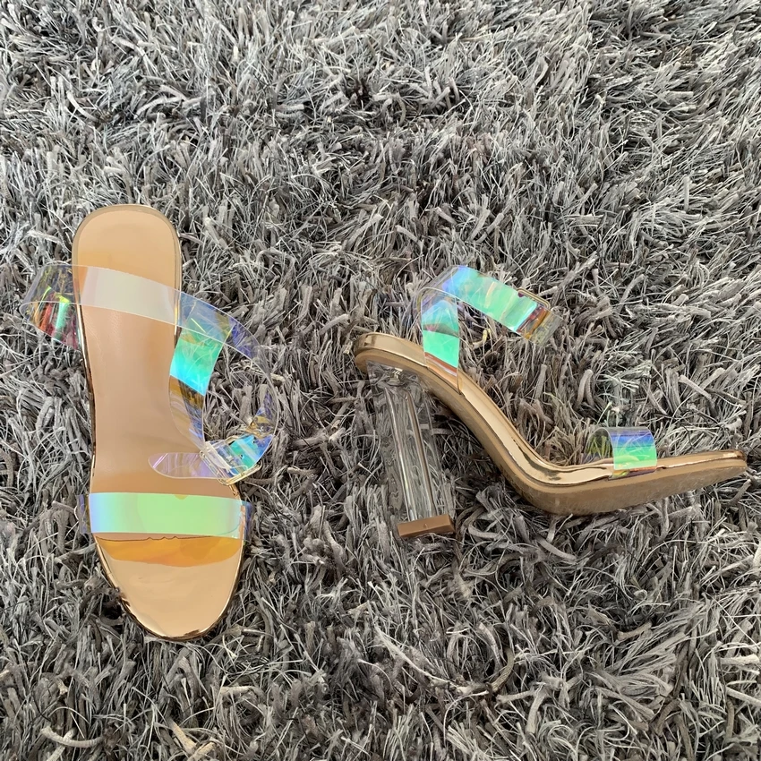 2019 NEW Fashion Women Pumps Celebrity Wearing Simple Style PVC Clear Transparent Strappy Buckle Sandals High Heels Shoes Woman