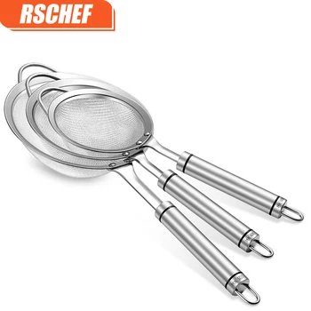

RSCHEF 304 stainless steel filter long handle ultrafine stencil sieve juice juice colander colander