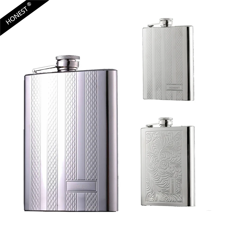 

Honest 8oz Luxury Hip Flask Stainless Steel Flask Whiskey Liquor 3Style Portable High Quality Bottle With Funnel Wine Glass Gift
