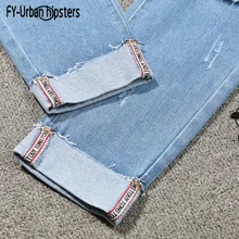 Большие размеры 5XL рваные джинсы женские штаны-шаровары свободные пят Штаны бойфренды для женские прямые джинсы с манжетами