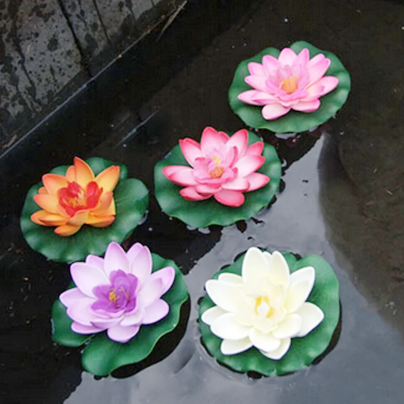

Artificial Floating Lotus Yellow Water Fish Tank Flower False Decoration Ornament 5 Colors Pink /violet /white /hot Pink
